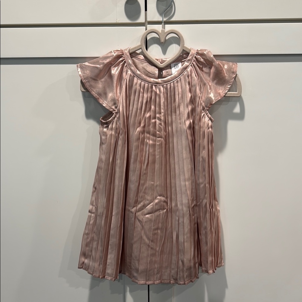 GAP Rose Gold Babydoll Dress with Flutter Sleeves